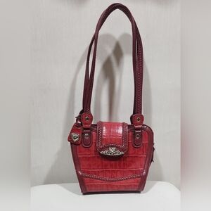 An elegant red handbag, perfect for any occasion.